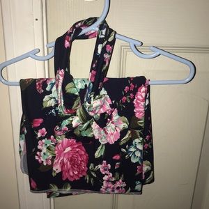 Floral swaddle with matching headband